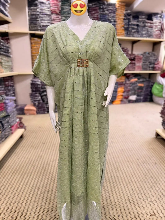 1 Pc Women's Stitched Moonlight Block Printed Kaftan